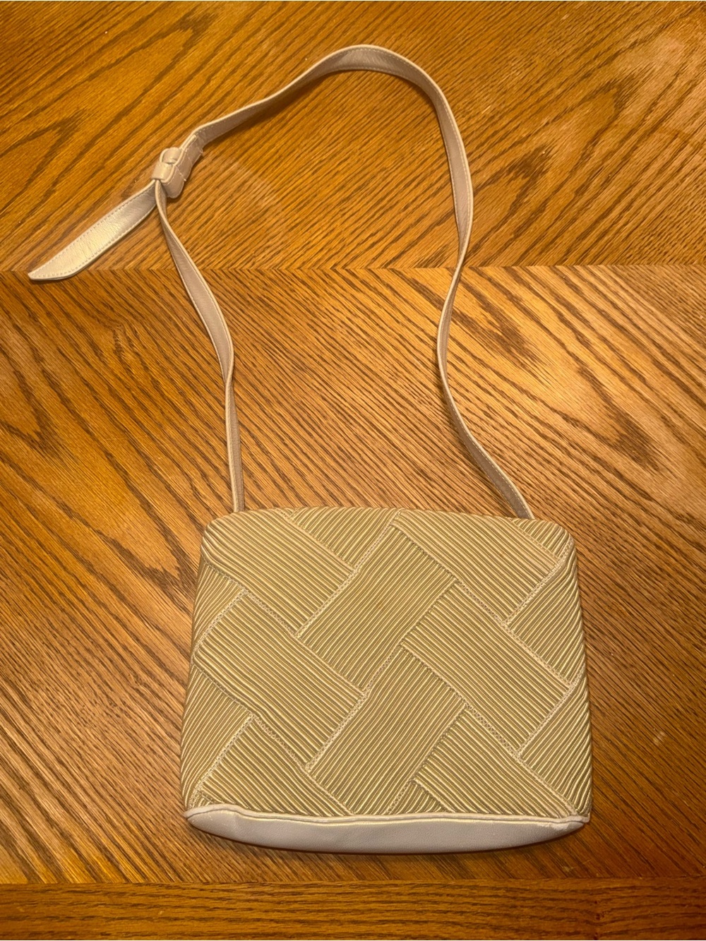 Sharif Beige Woven Crossbody Bag Purse Restoration Project TLC